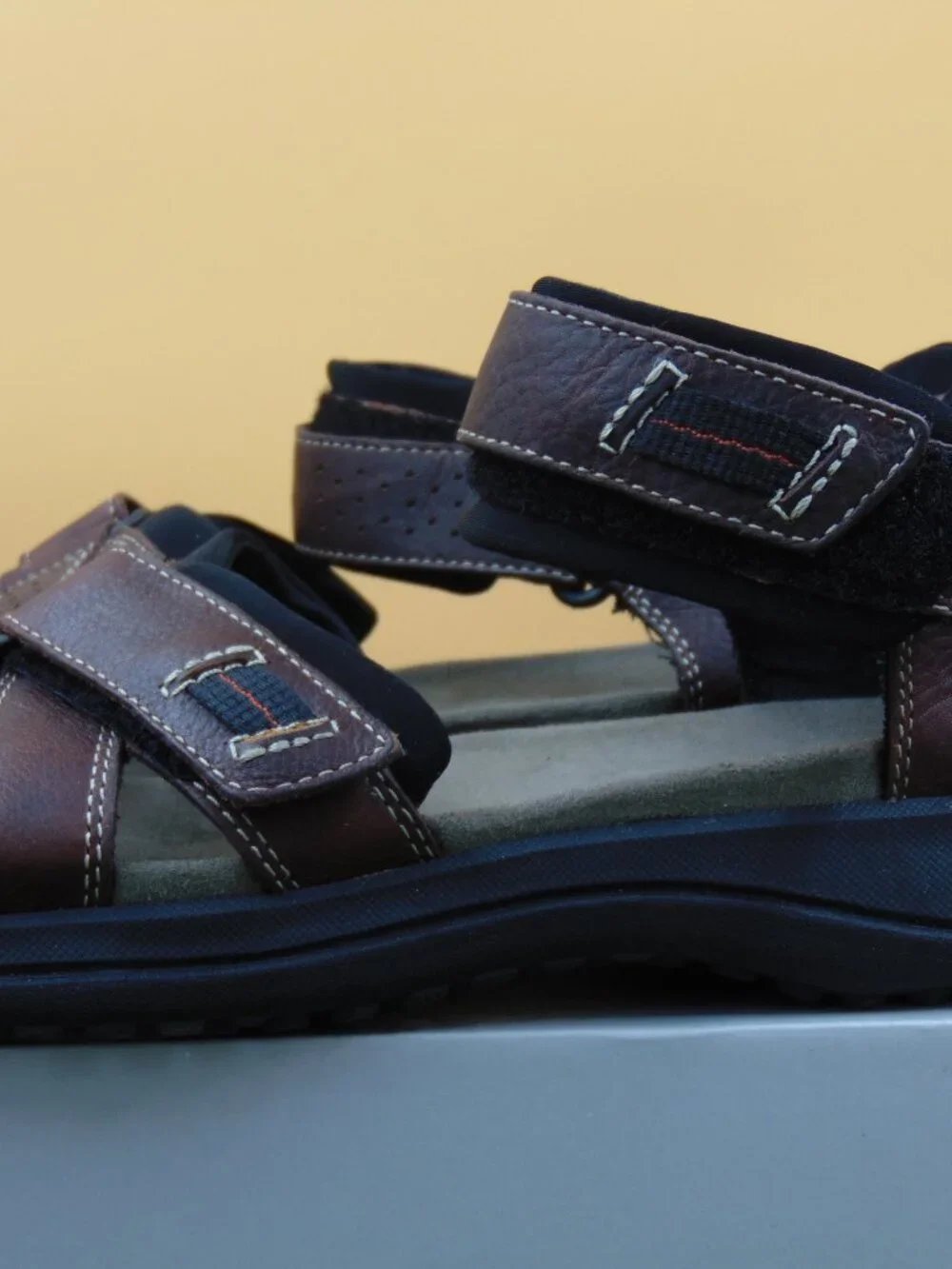 CLARKS KEATING Men's Brown Leather Double Strap Sport Sandals 78333 Size 12 M